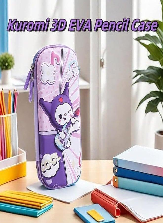 PEACORA Sanrio Cartoon Kuromi Silicone Pencil Pouch DIY Fun Pen Holder with Kuromi Charms School Stationeries Bag Birthday Gift Christmas Gift for Girls - Image 2